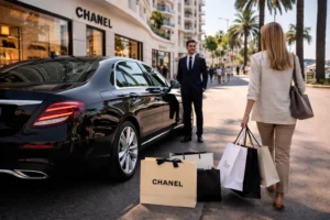 Chauffeur privé shopping Cannes boutiques luxe Croisette