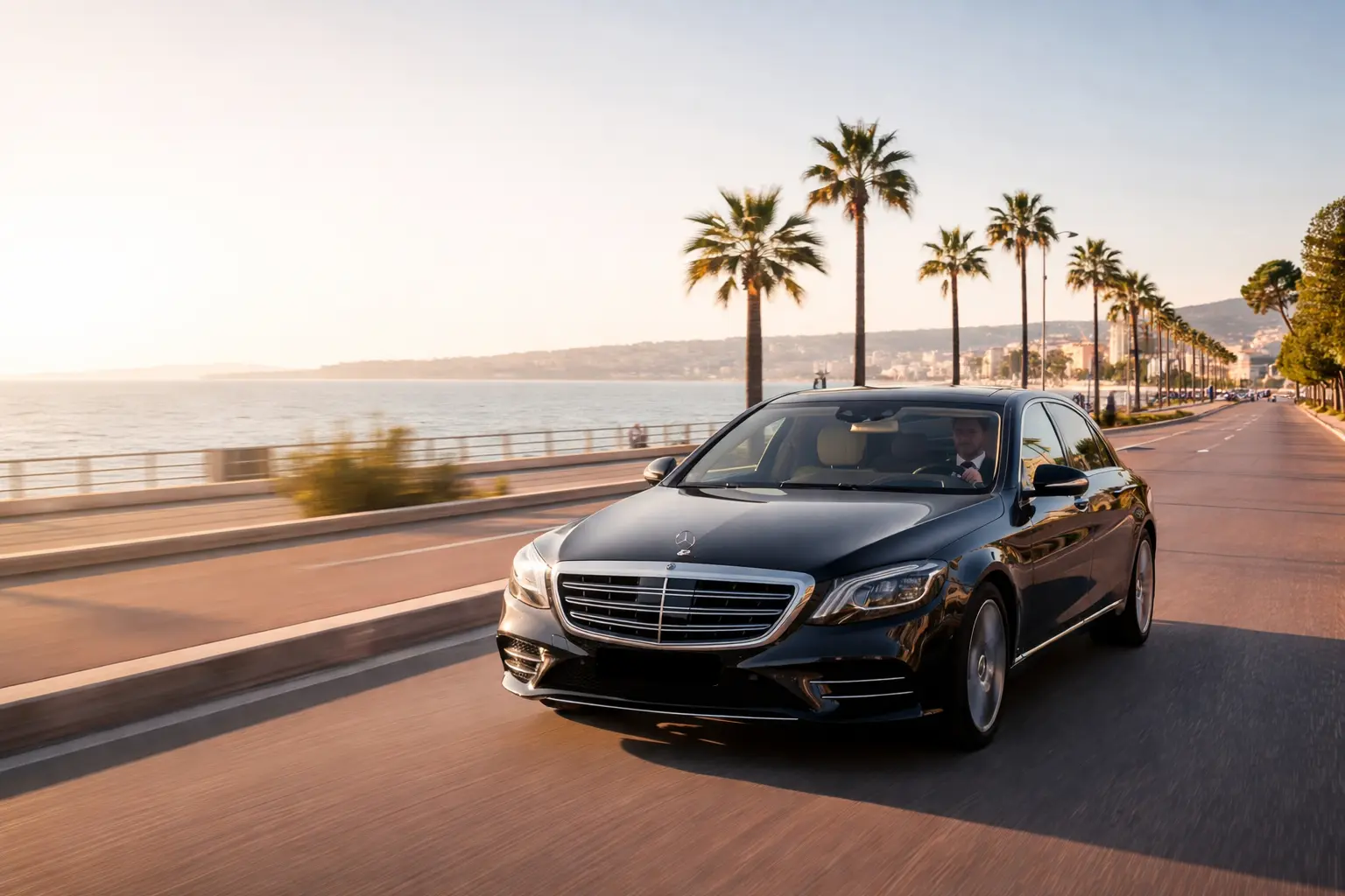 chauffeur prive nice mercedes classe s promenade des anglais vue mer